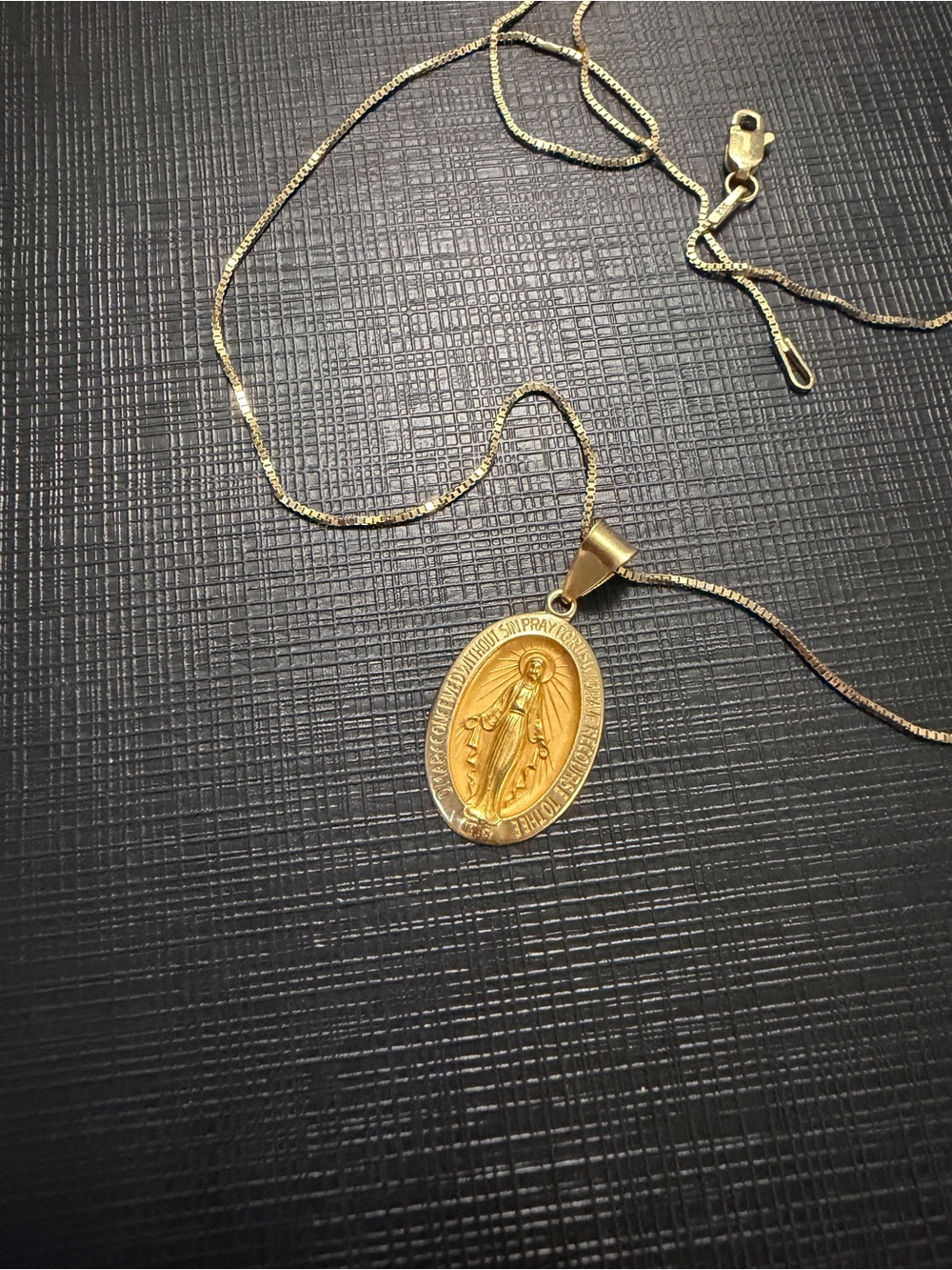 14k solid Gold Virgin Mary Medal Necklace - Women Jewelry